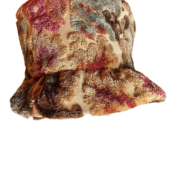 Vintage Handmade 60s Chenille Carpet Floral Tapestry Hat Go-Go Grunge Bucket EUC main image 8